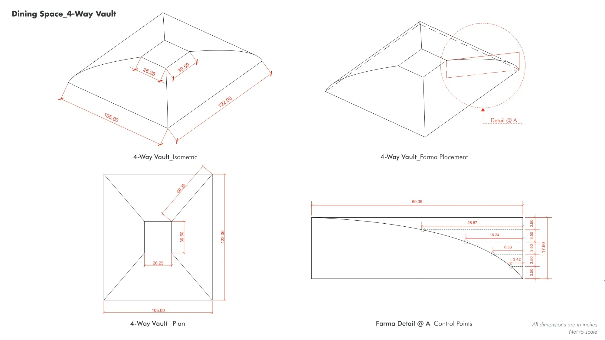 Working drawing of the dining vault