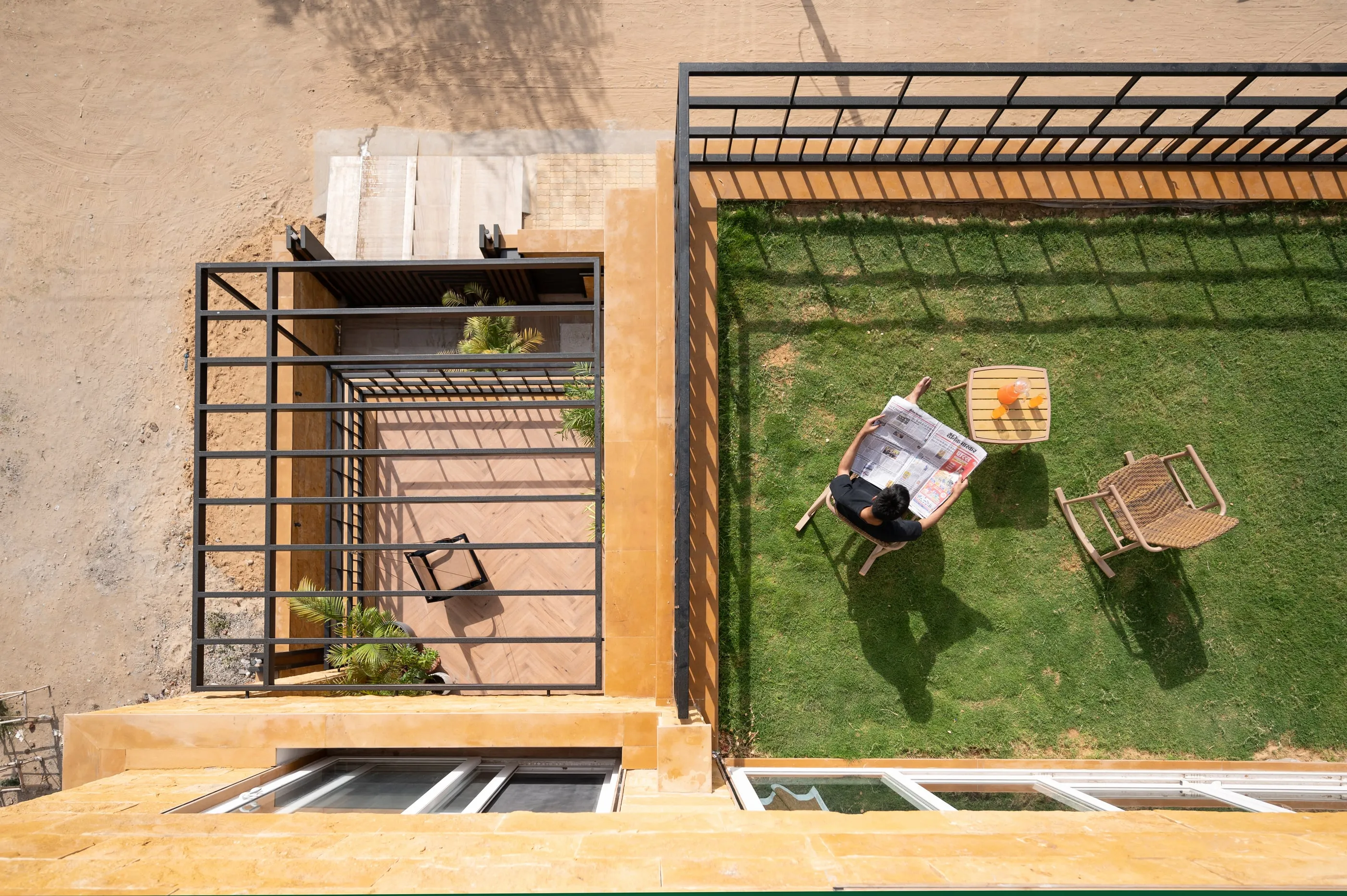 The green roof terrace from above