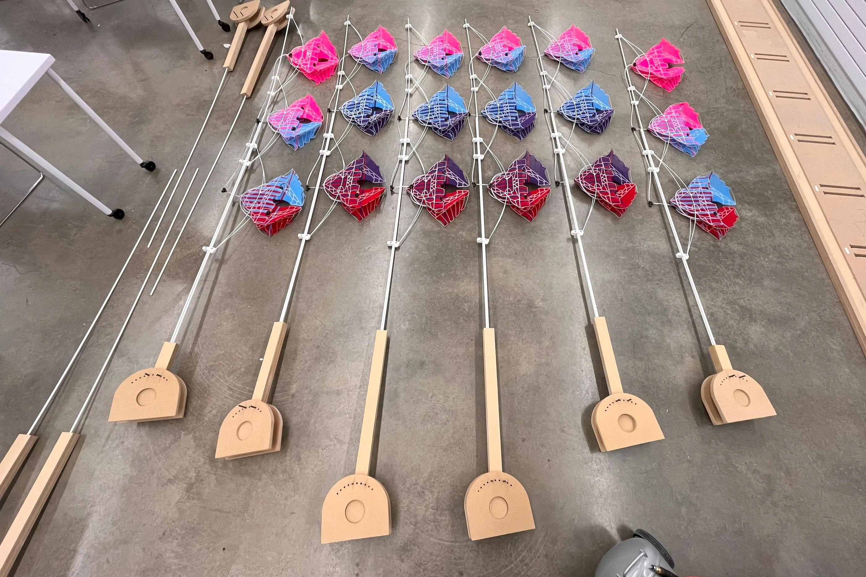 Finished modules laid out on the floor