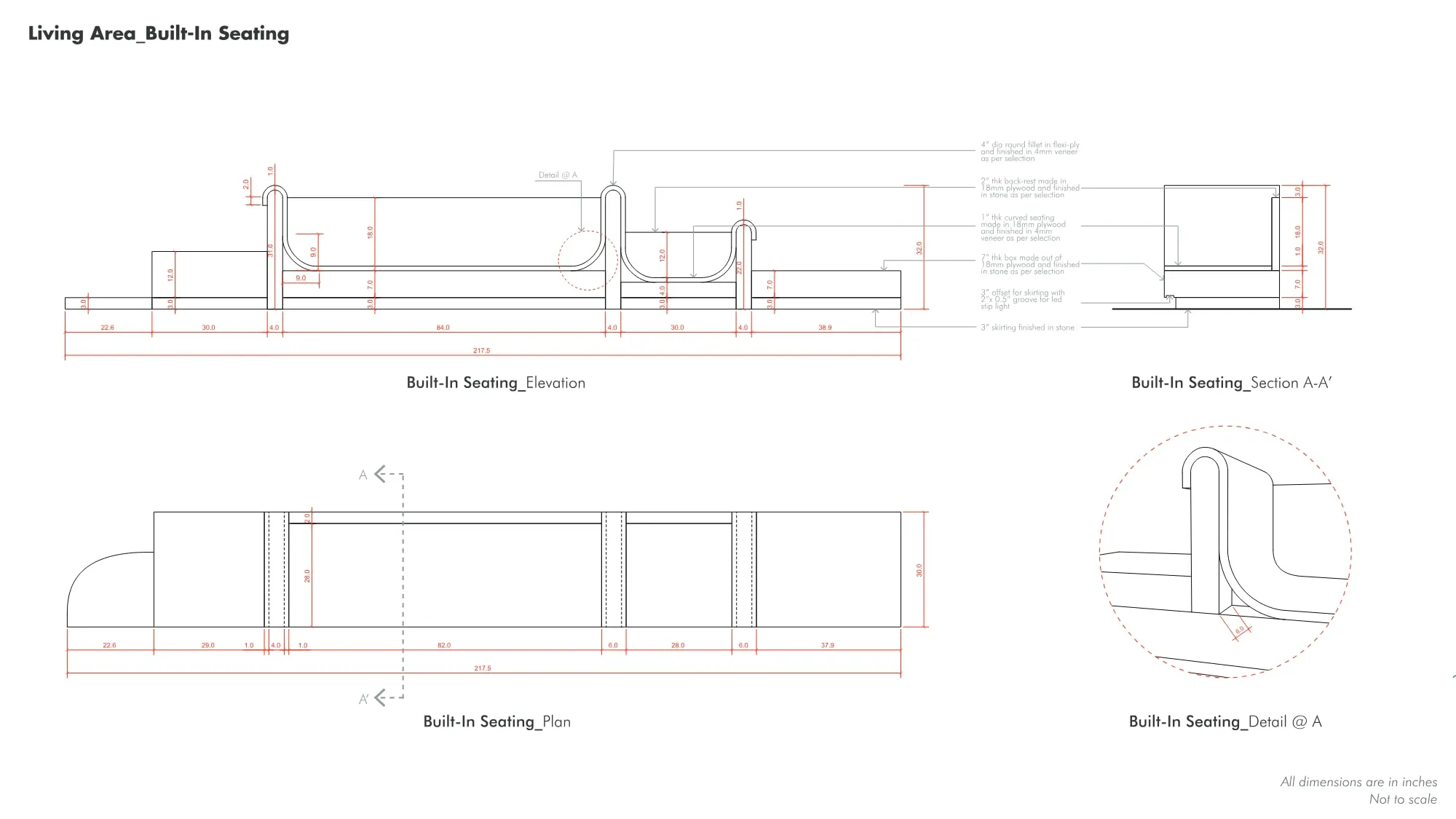 Working drawing of the living-room seating