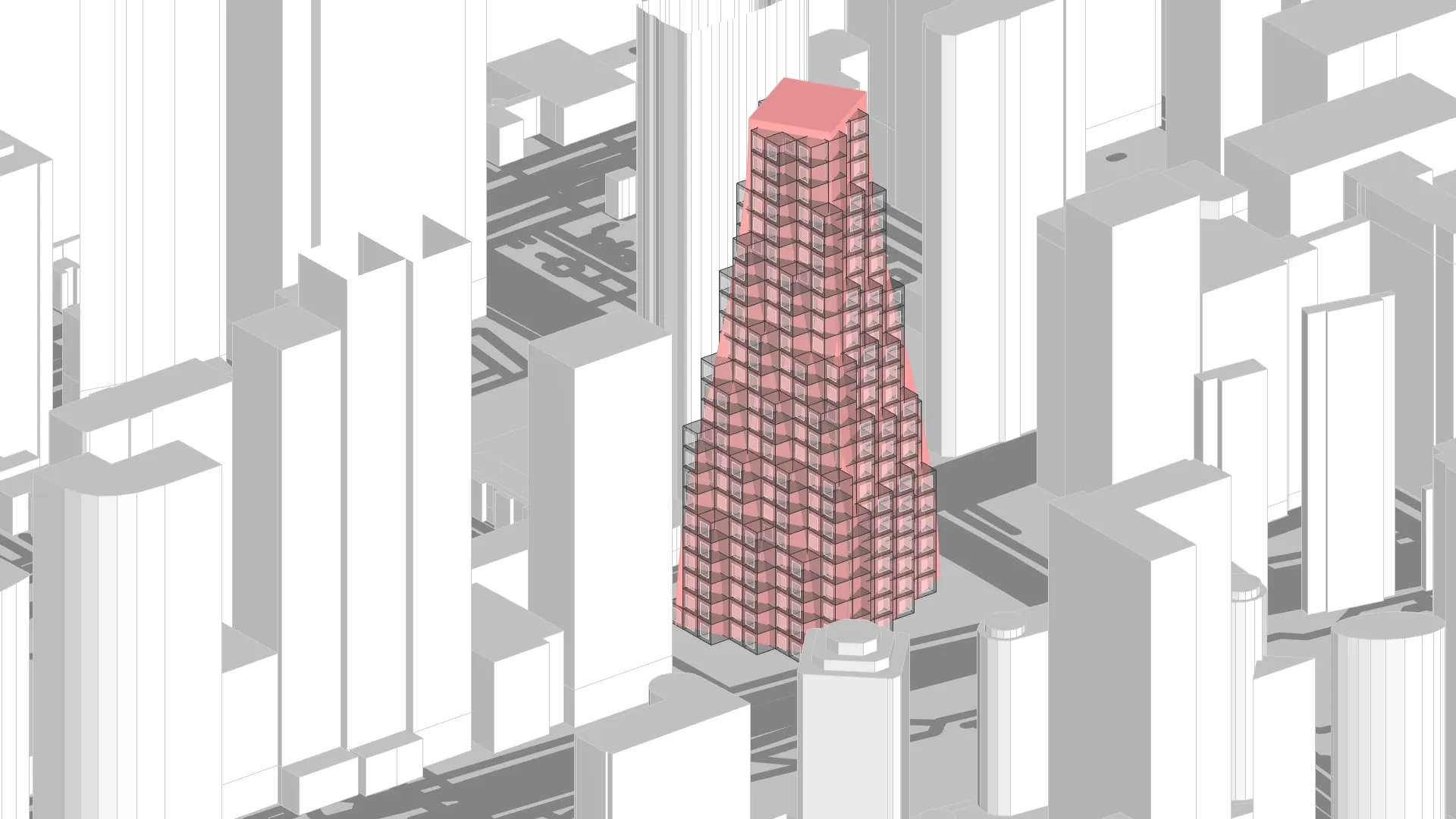 The optimised tower voxelised into housing units